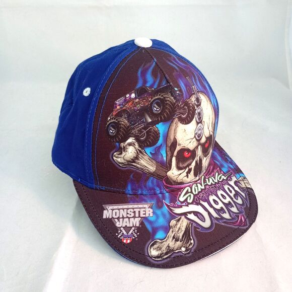 Monster Jam Hat Son-Uva Digger Monster Truck SnapBack Blue Flames Trucker - Picture 2 of 5
